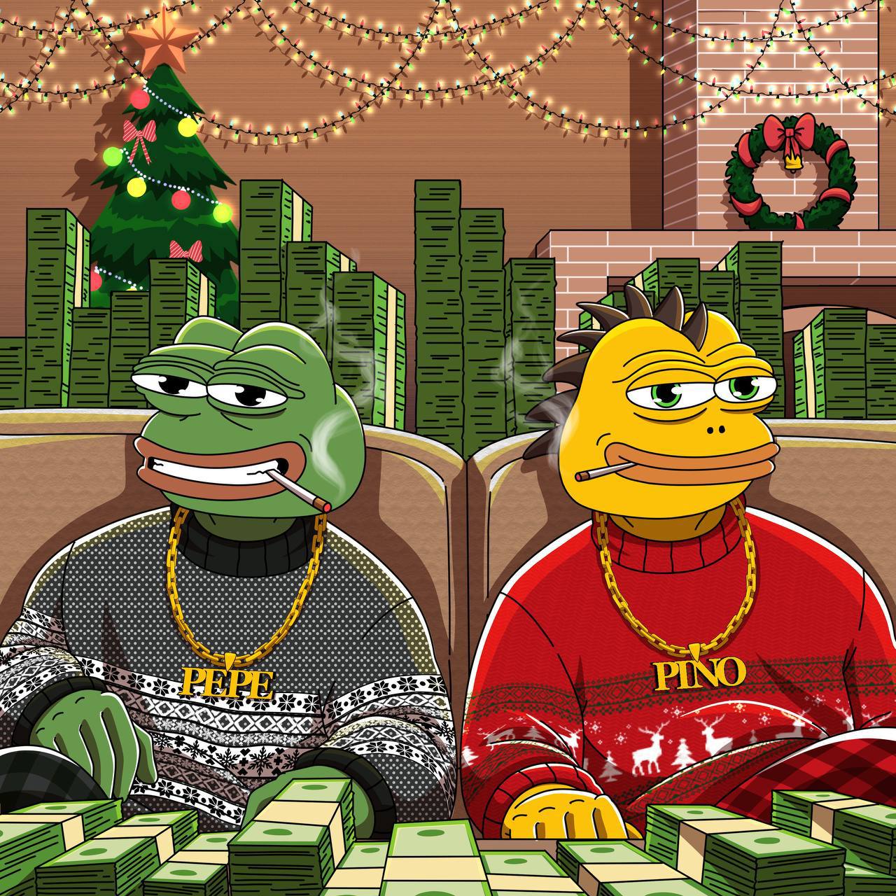 Pino and pepe celebrating Christmas 